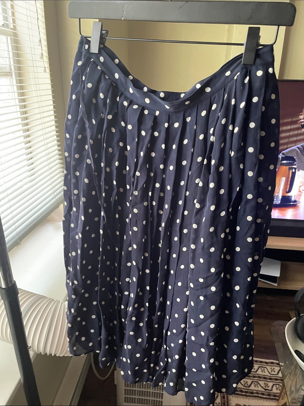 Vintage Ralph Lauren Navy Polka Dot Silk Skirt - Picture 3 of 3